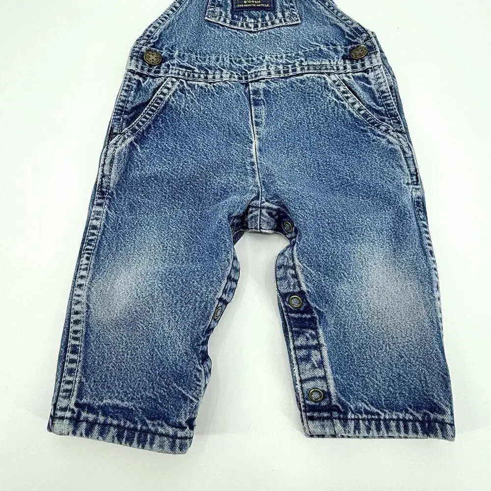 Vintage OshKosh B'gosh Bib Overalls 12m Blue Denim VESTBAK Made USA 80s-90s